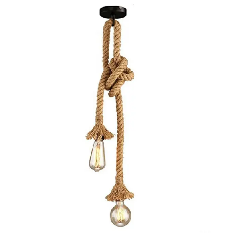 LÁMPARA COLGANTE RÚSTICA ESTILO SOGA DOBLE (CON AMPOLLETAS) AK ENERGY