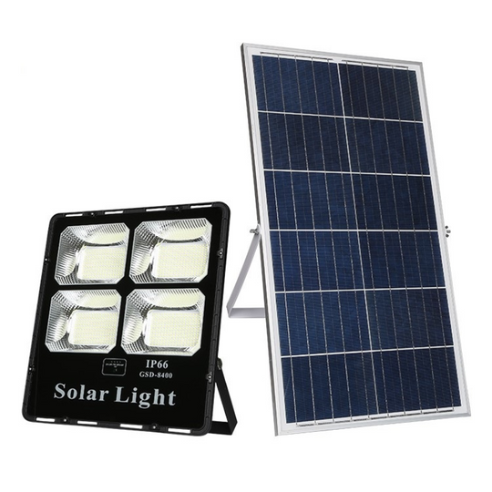 REFLECTOR SOLAR LED CUERPO ALUMINIO NEGRO 400W BATERIA LiFePo4 30AH
