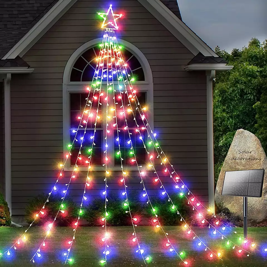 LUZ SOLAR LED CASCADA ESTRELLA 3 MTS. LUZ MULTICOLOR / CALIDA