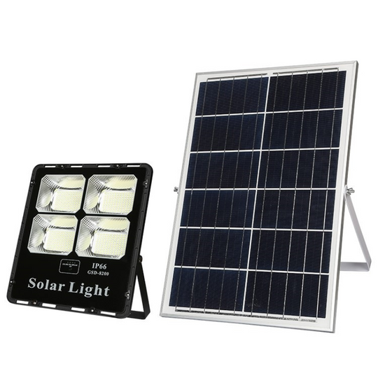 REFLECTOR SOLAR LED CUERPO ALUMINIO NEGRO 300W BATERIA LiFePo4 25AH