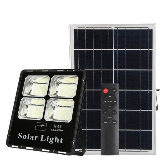 REFLECTOR SOLAR LED CUERPO ALUMINIO NEGRO 200W BATERIA LiFePo4 20AH