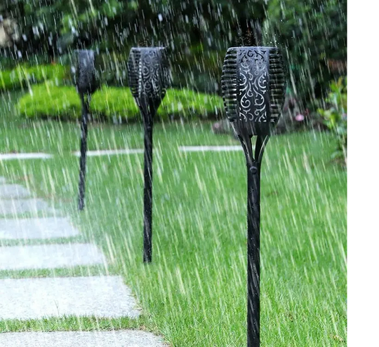 Pack X2 Estaca Solar Antorcha Fuego Impermeable Decoración