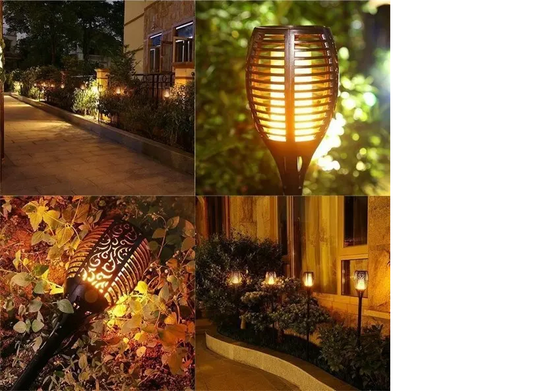 Pack X2 Estaca Solar Antorcha Fuego Impermeable Decoración