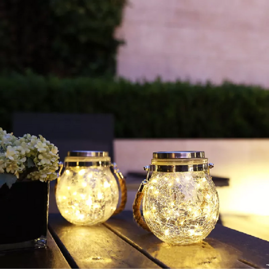 PACK 2 UNDS LÁMPARA SOLAR DE MESA / COLGANTE ESTILO FAROL CON HADAS LED