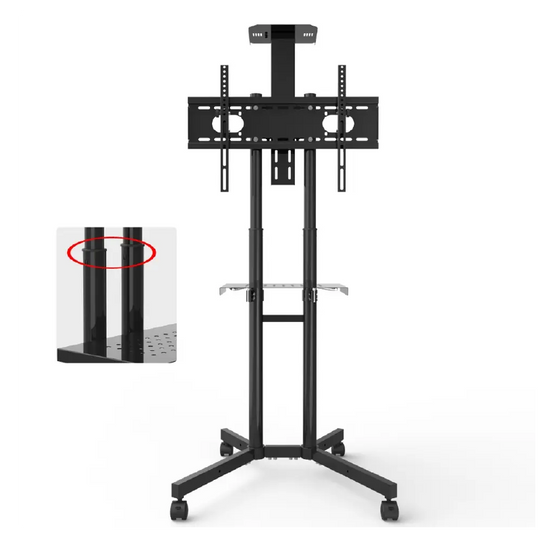 SOPORTE CON ESTANTE PARA TV AJUSTABLE CON RUEDAS 32" A 70"